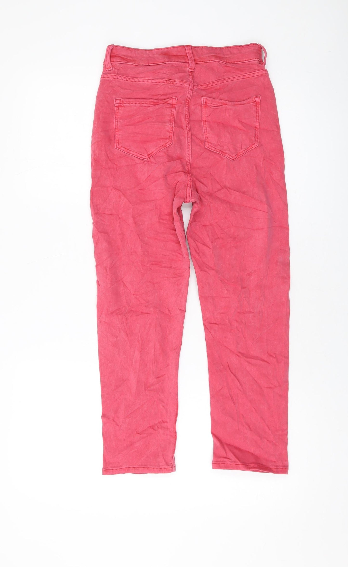 Marks and Spencer Womens Pink Cotton Cropped Jeans Size 8 L22 in Regular Button