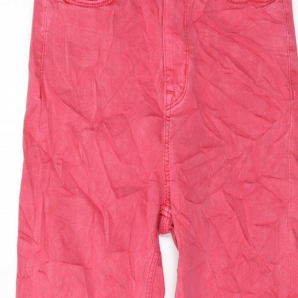 Marks and Spencer Womens Pink Cotton Cropped Jeans Size 8 L22 in Regular Button