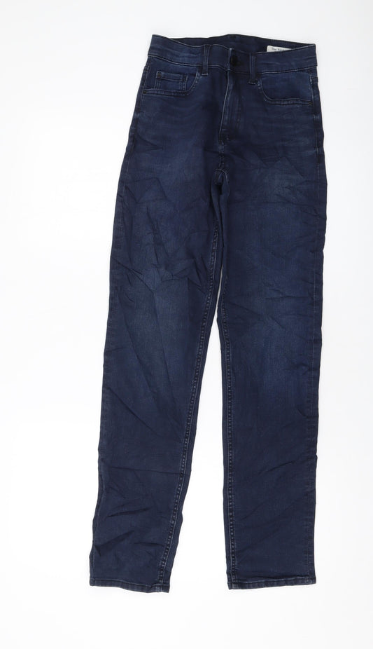 Marks and Spencer Womens Blue Cotton Straight Jeans Size 6 L30 in Regular Button