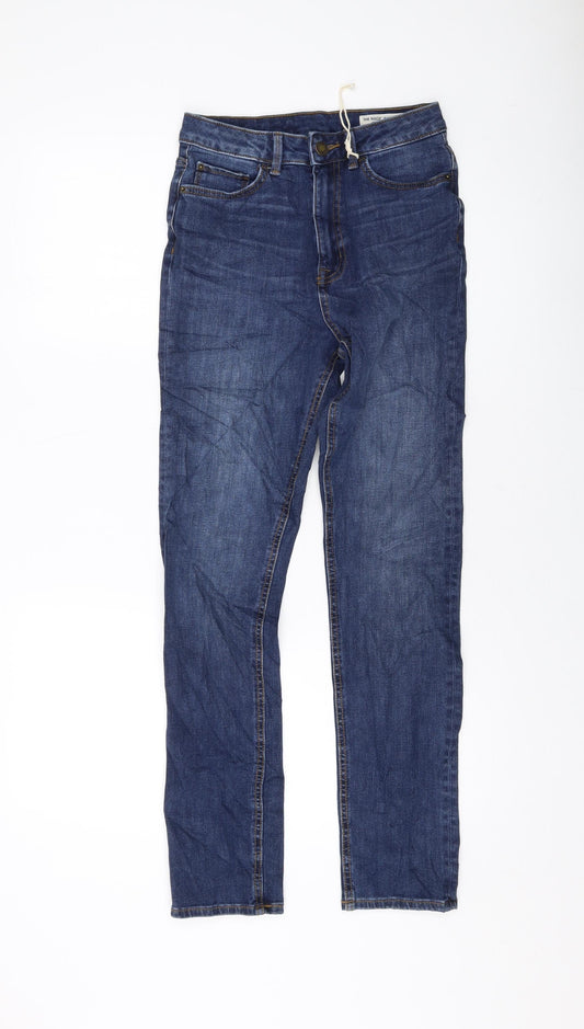 Marks and Spencer Womens Blue Cotton Skinny Jeans Size 6 L28 in Regular Button