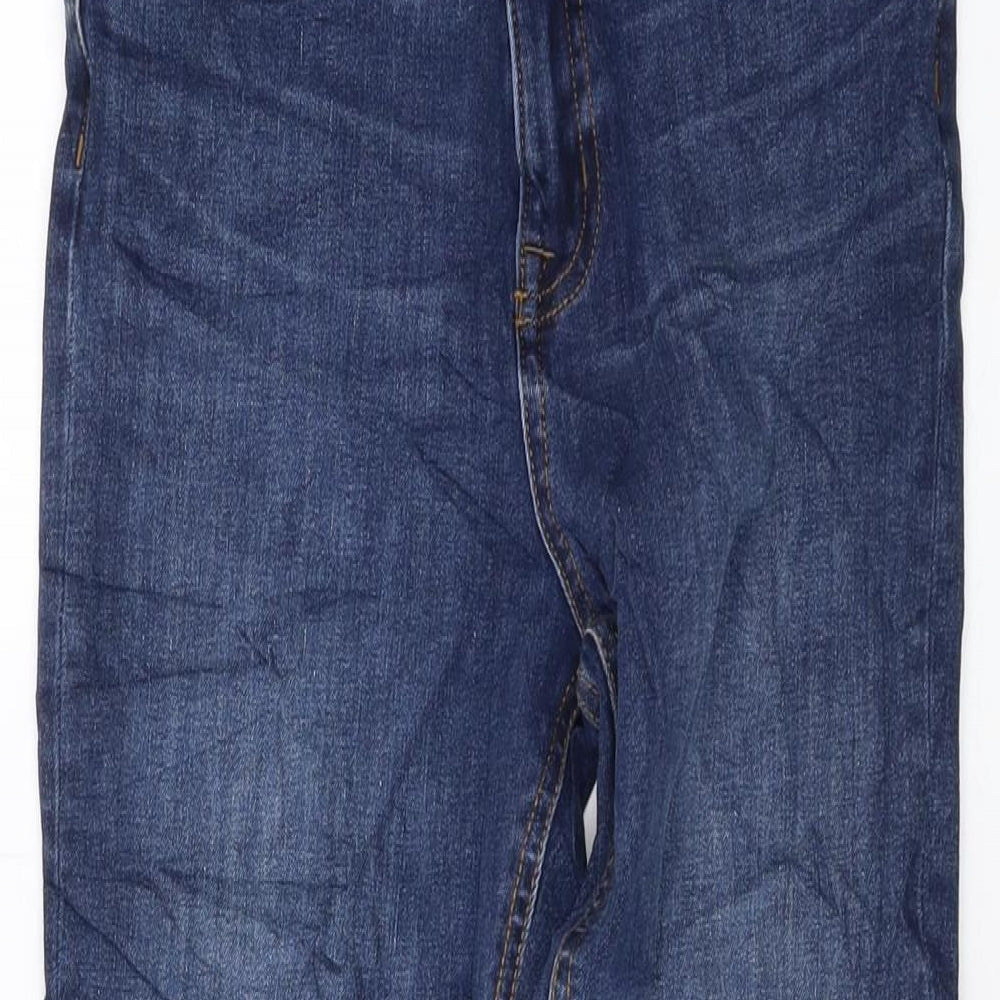 Marks and Spencer Womens Blue Cotton Skinny Jeans Size 6 L28 in Regular Button