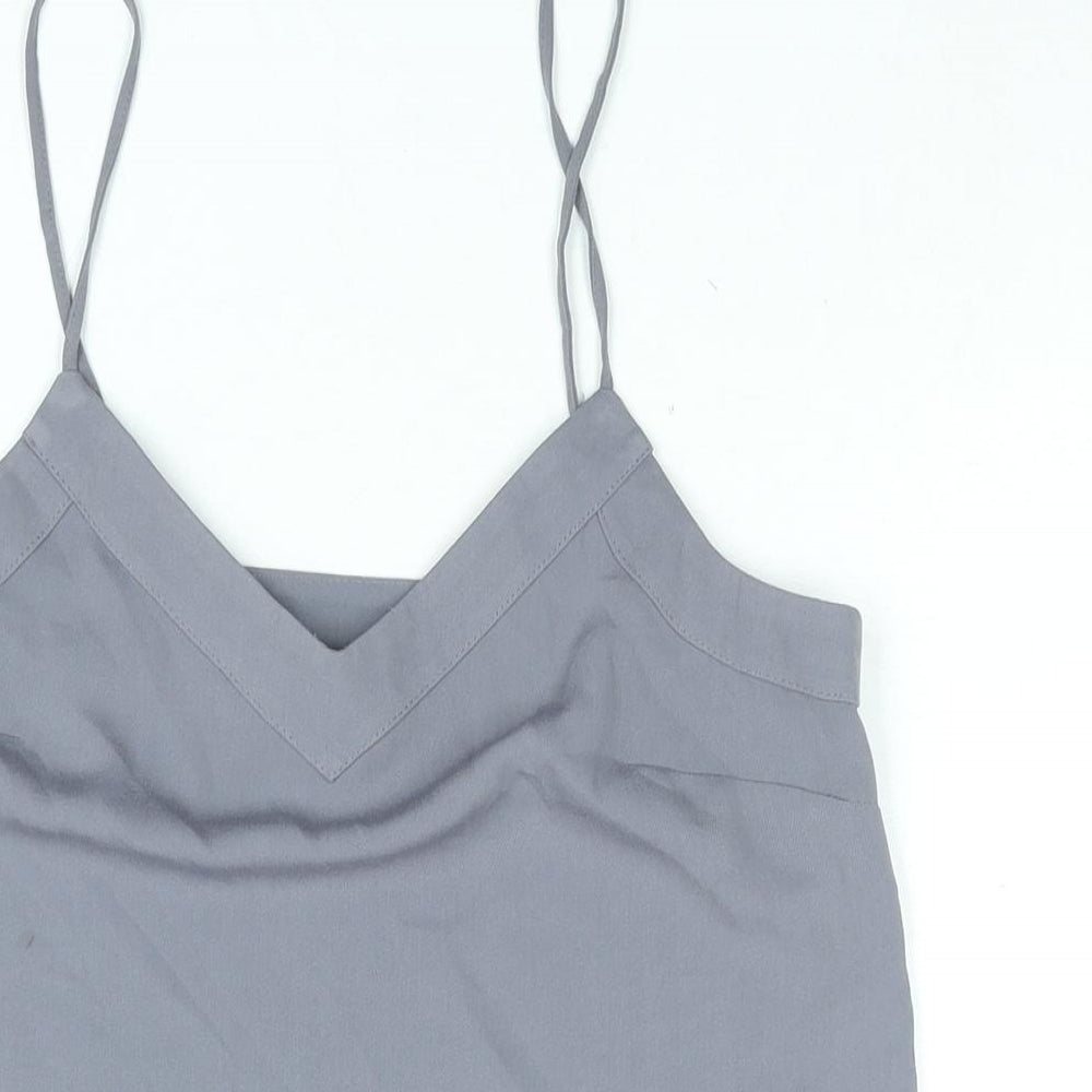 Topshop Womens Grey Polyester Camisole Blouse Size 6 V-Neck