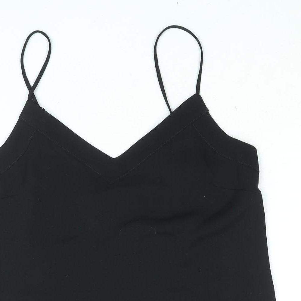 Topshop Womens Black Polyester Camisole Blouse Size 6 V-Neck