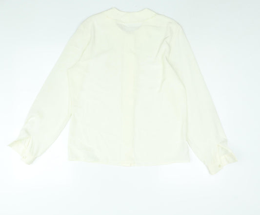 St Michael Womens Ivory Polyester Basic Blouse Size 10 Collared