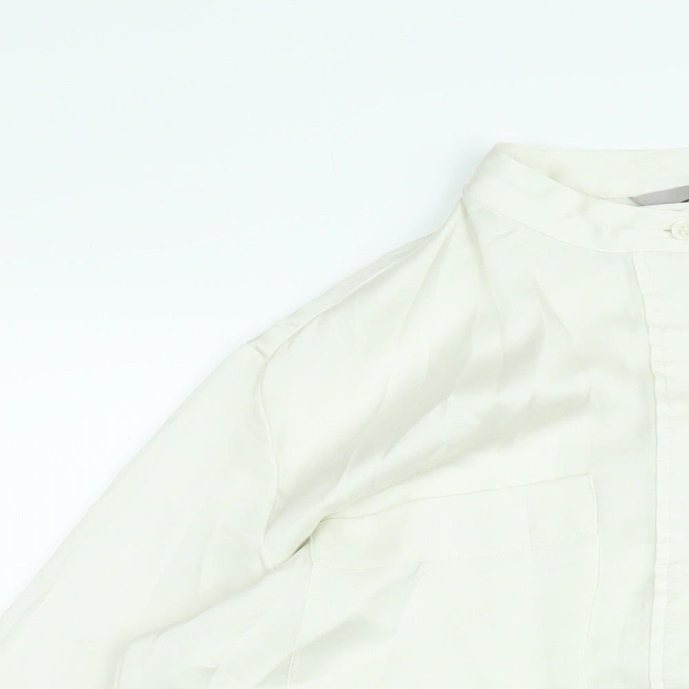 H&M Womens Ivory Polyester Tunic Blouse Size S Round Neck
