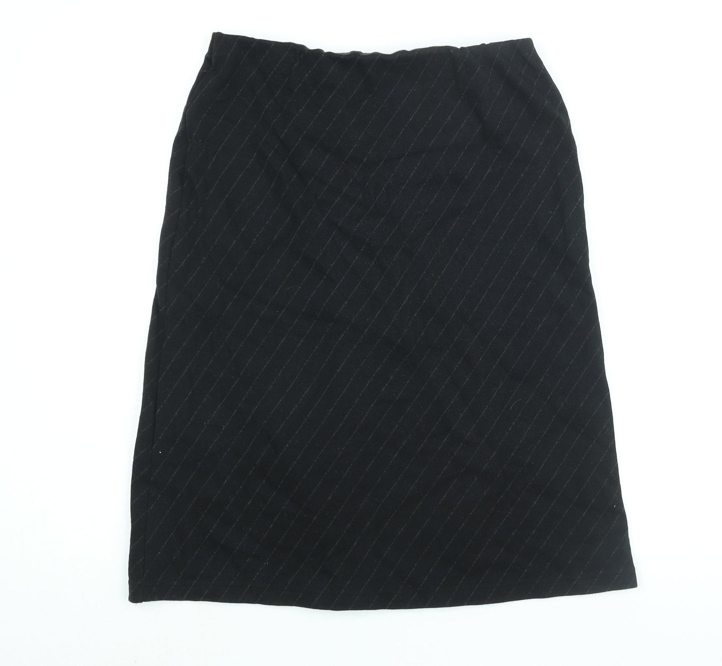 Equinox Womens Black Striped Cotton A-Line Skirt Size M