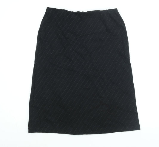 Equinox Womens Black Striped Cotton A-Line Skirt Size M