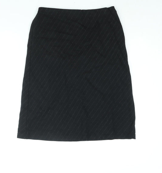 Equinox Womens Black Striped Cotton A-Line Skirt Size M