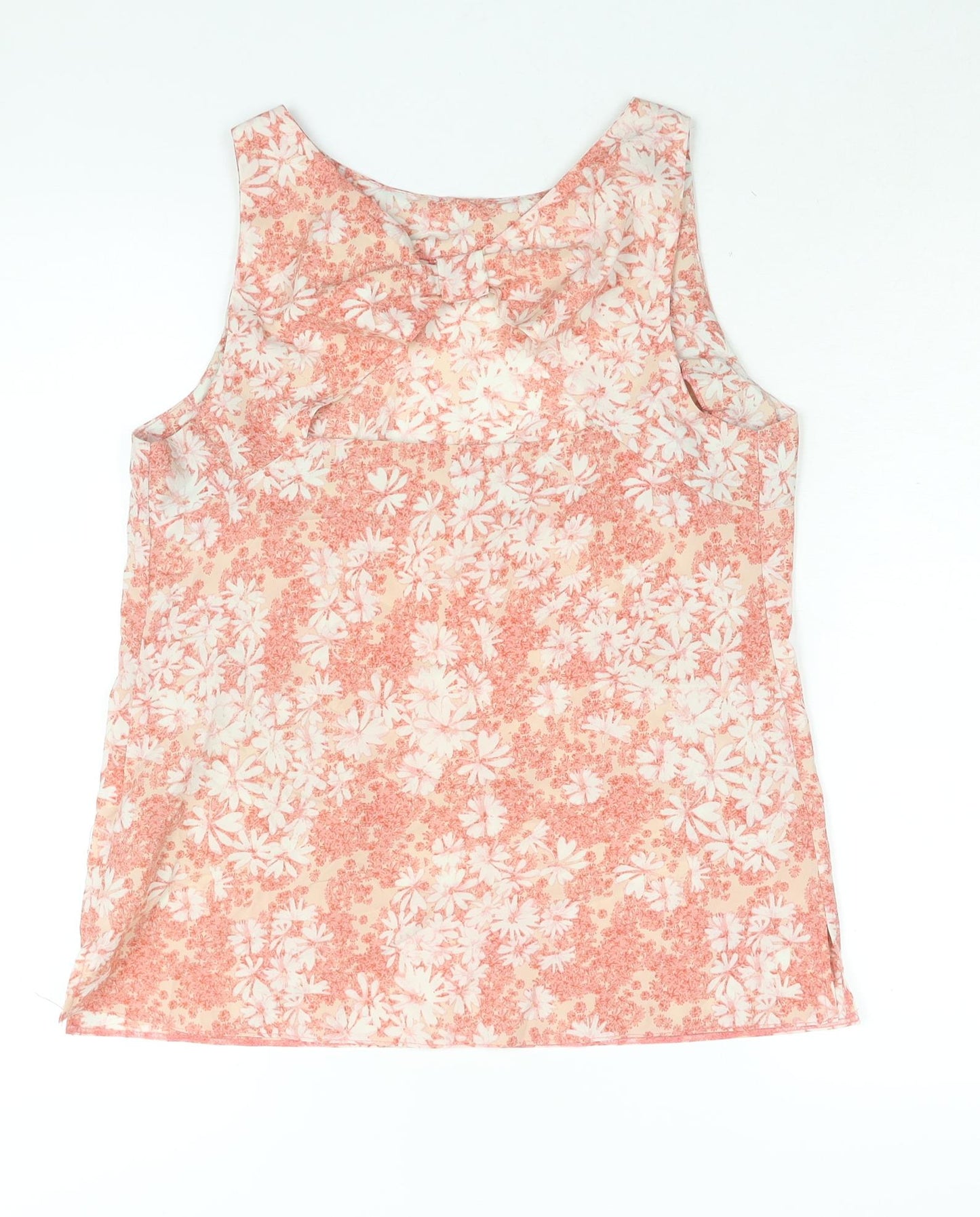 Dorothy Perkins Womens Pink Floral Polyester Camisole Blouse Size 12 Round Neck - Bow