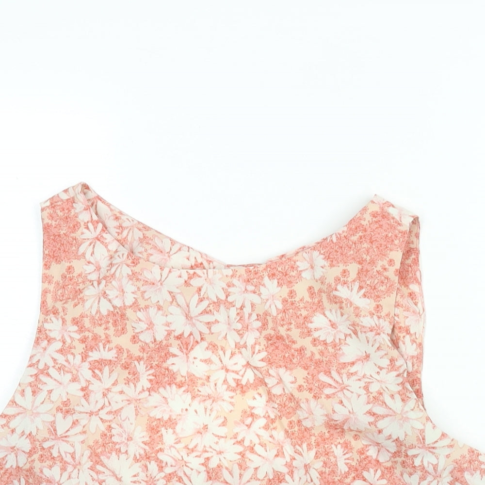 Dorothy Perkins Womens Pink Floral Polyester Camisole Blouse Size 12 Round Neck - Bow