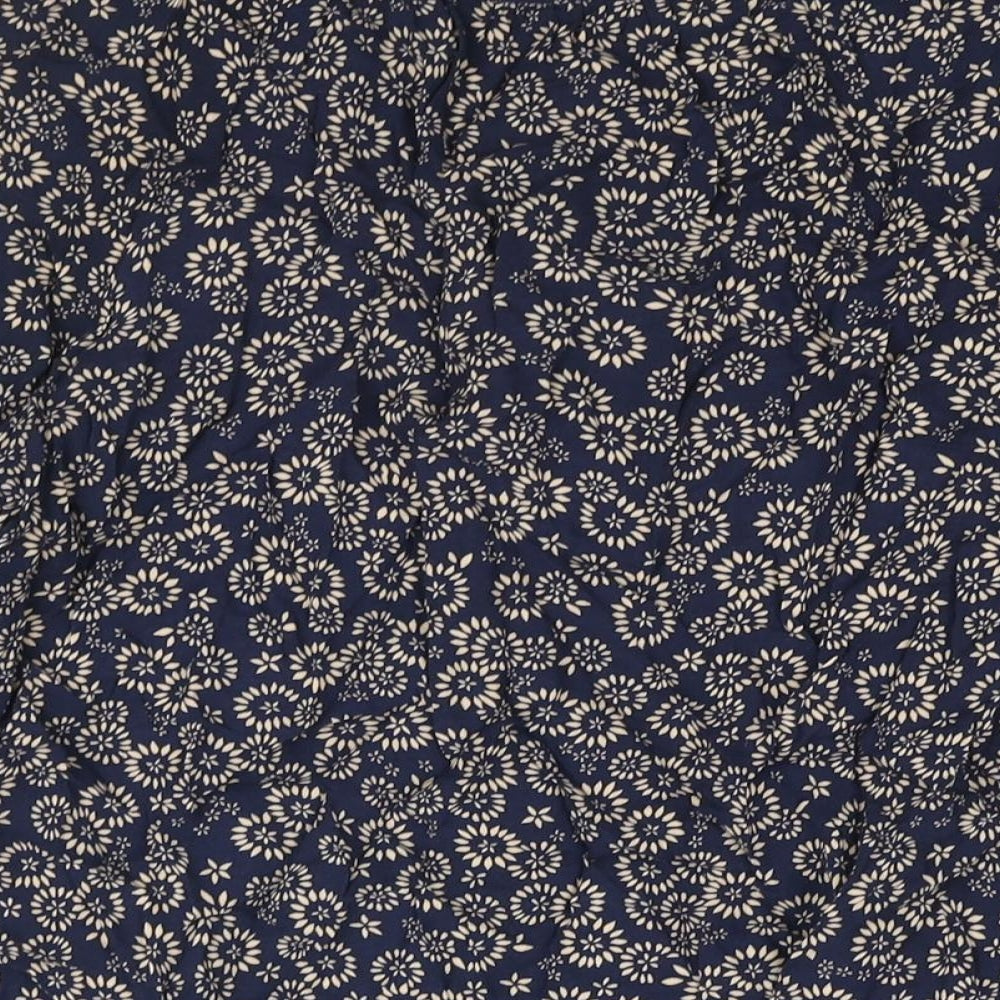 Dunnes Stores Womens Blue Geometric Viscose Basic Blouse Size 16 V-Neck