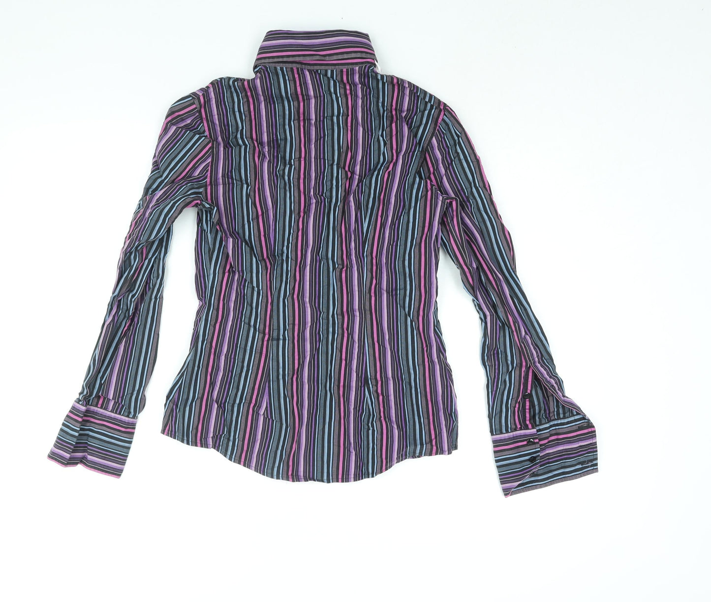 Massimo Womens Multicoloured Striped Cotton Basic Button-Up Size 8 Collared