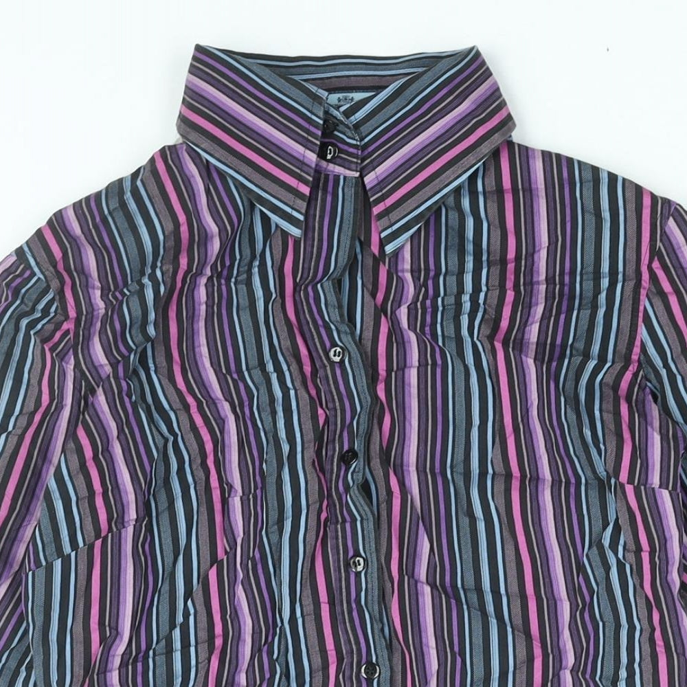 Massimo Womens Multicoloured Striped Cotton Basic Button-Up Size 8 Collared