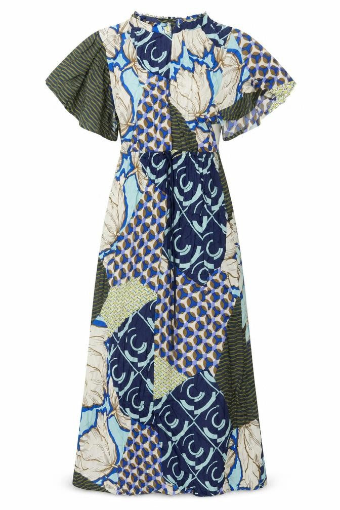 Next Womens Multicoloured Geometric Viscose Shift Size 14 Mock Neck Zip - Drawstring Waist