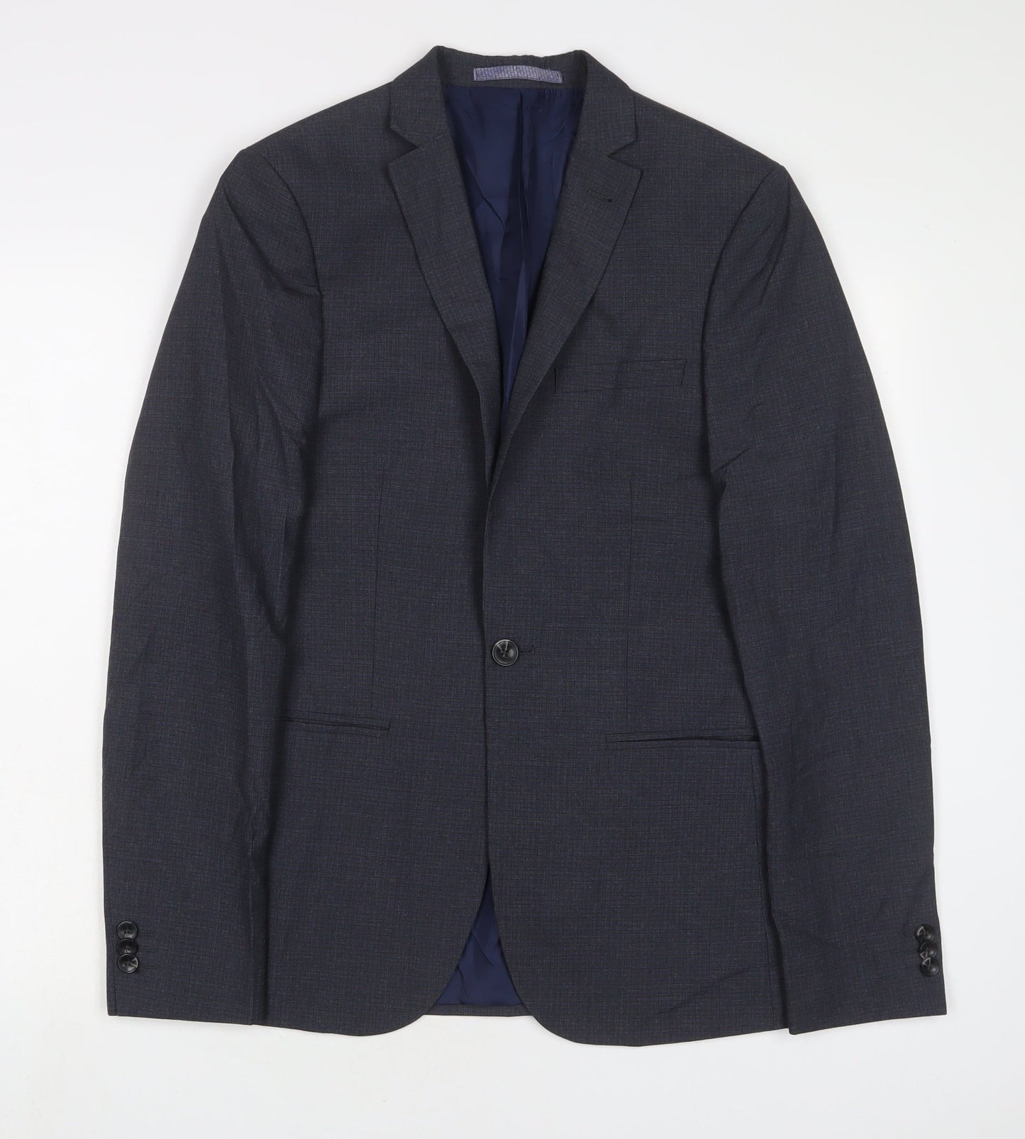 Limited Collection Mens Grey Polyester Jacket Suit Jacket Size 36 Regular