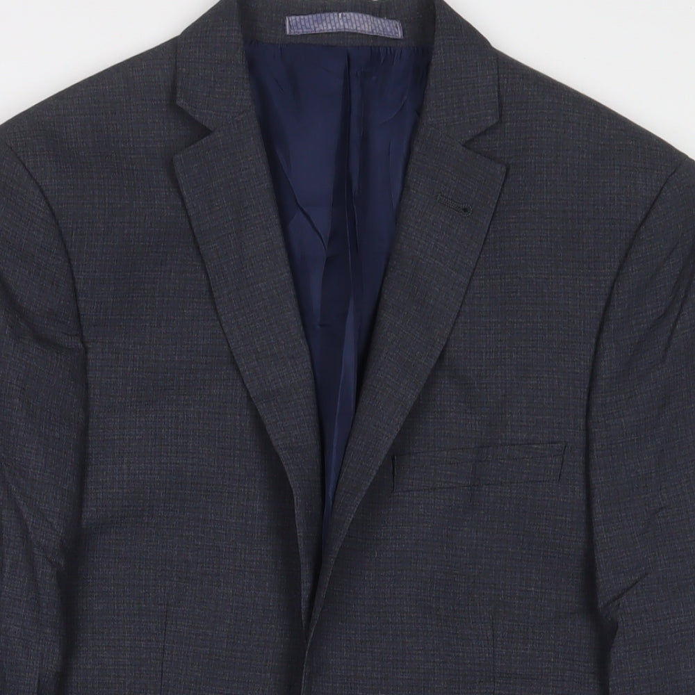 Limited Collection Mens Grey Polyester Jacket Suit Jacket Size 36 Regular
