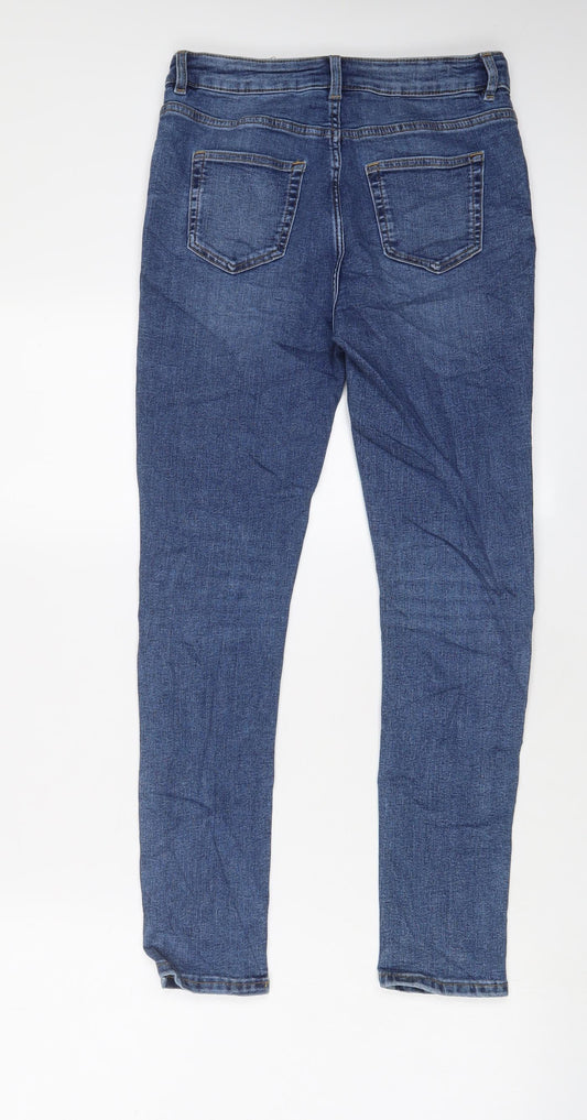 Marks and Spencer Girls Blue Cotton Skinny Jeans Size 12-13 Years L26 in Regular Button