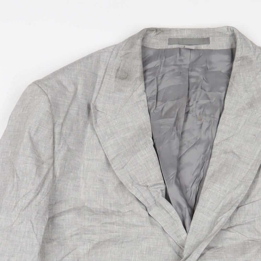 Marks and Spencer Mens Grey Linen Jacket Suit Jacket Size 46 Regular