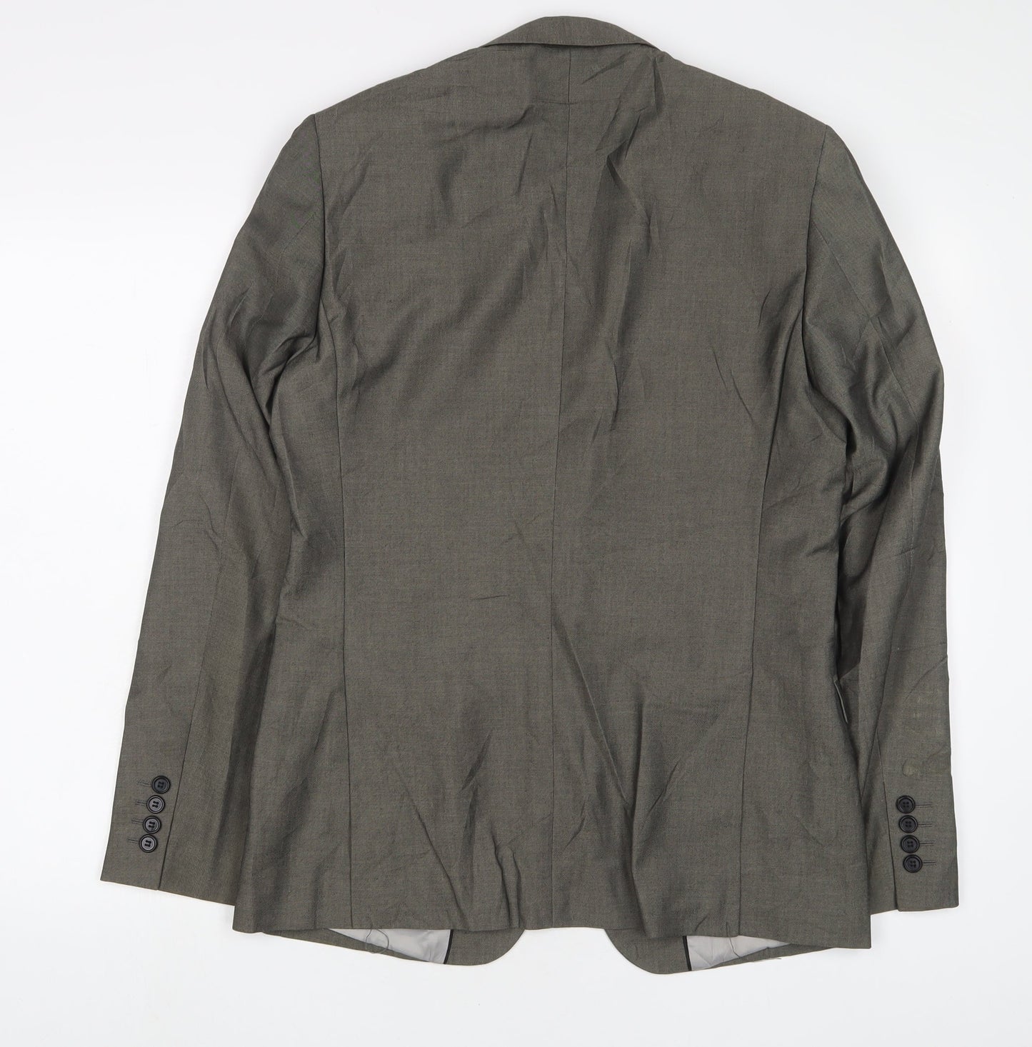 Topman Mens Grey Polyester Jacket Suit Jacket Size 38 Regular