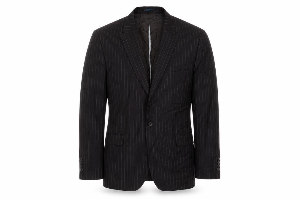 EDGERS Mens Brown Striped Polyester Jacket Suit Jacket Size 38 Regular