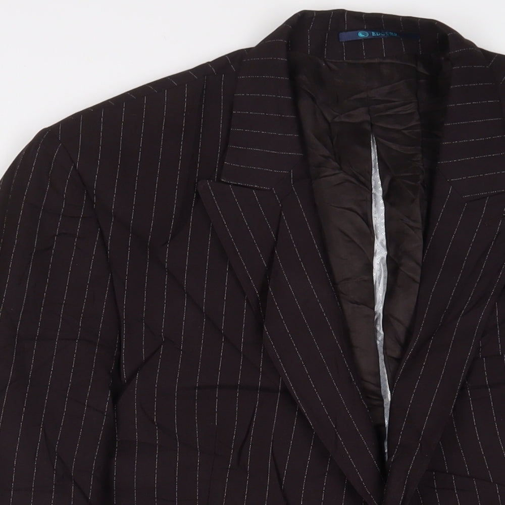 EDGERS Mens Brown Striped Polyester Jacket Suit Jacket Size 38 Regular