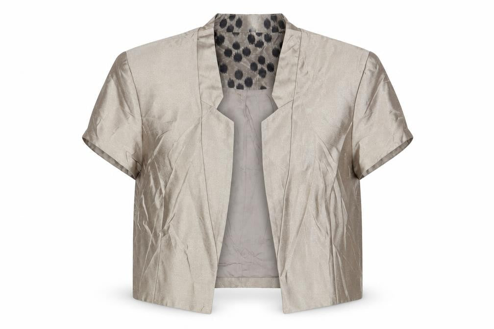 Front view of Roman women’s beige jacket blazer, size UK 16, - open