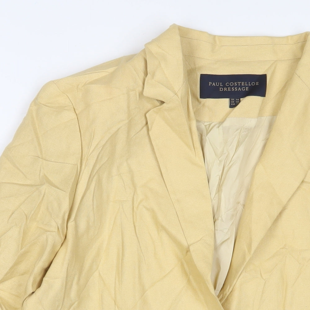 Paul Costelloe Womens Yellow Jacket Blazer Size 14 Button