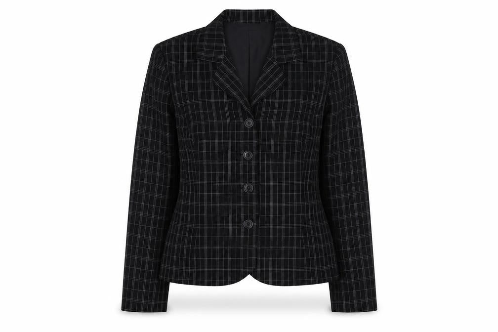 Next Womens Black Plaid Jacket Blazer Size 8 Button