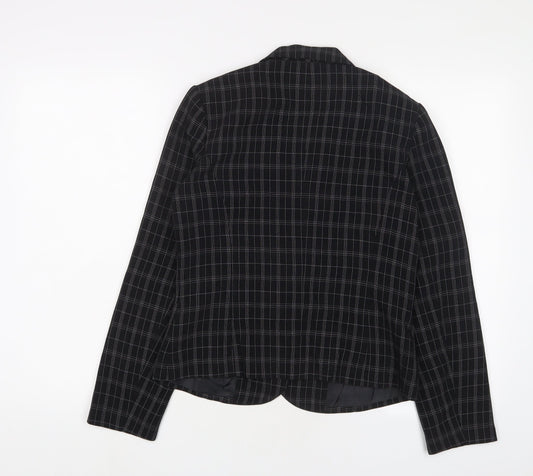NEXT Womens Black Plaid Jacket Blazer Size 8 Button