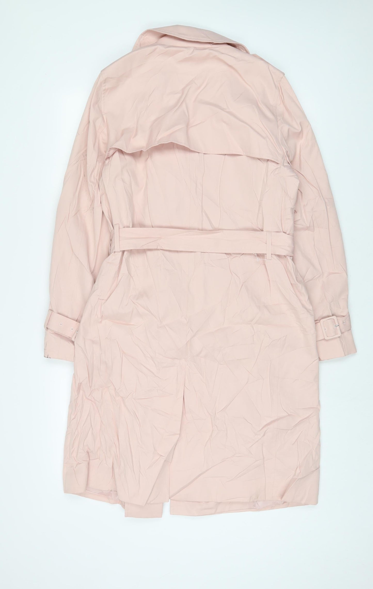 Marks and Spencer Womens Pink Overcoat Coat Size 12 Button - Belted