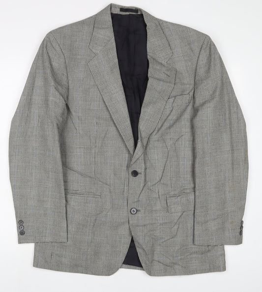 St Michael Mens Grey Plaid Wool Jacket Suit Jacket Size 40 Regular