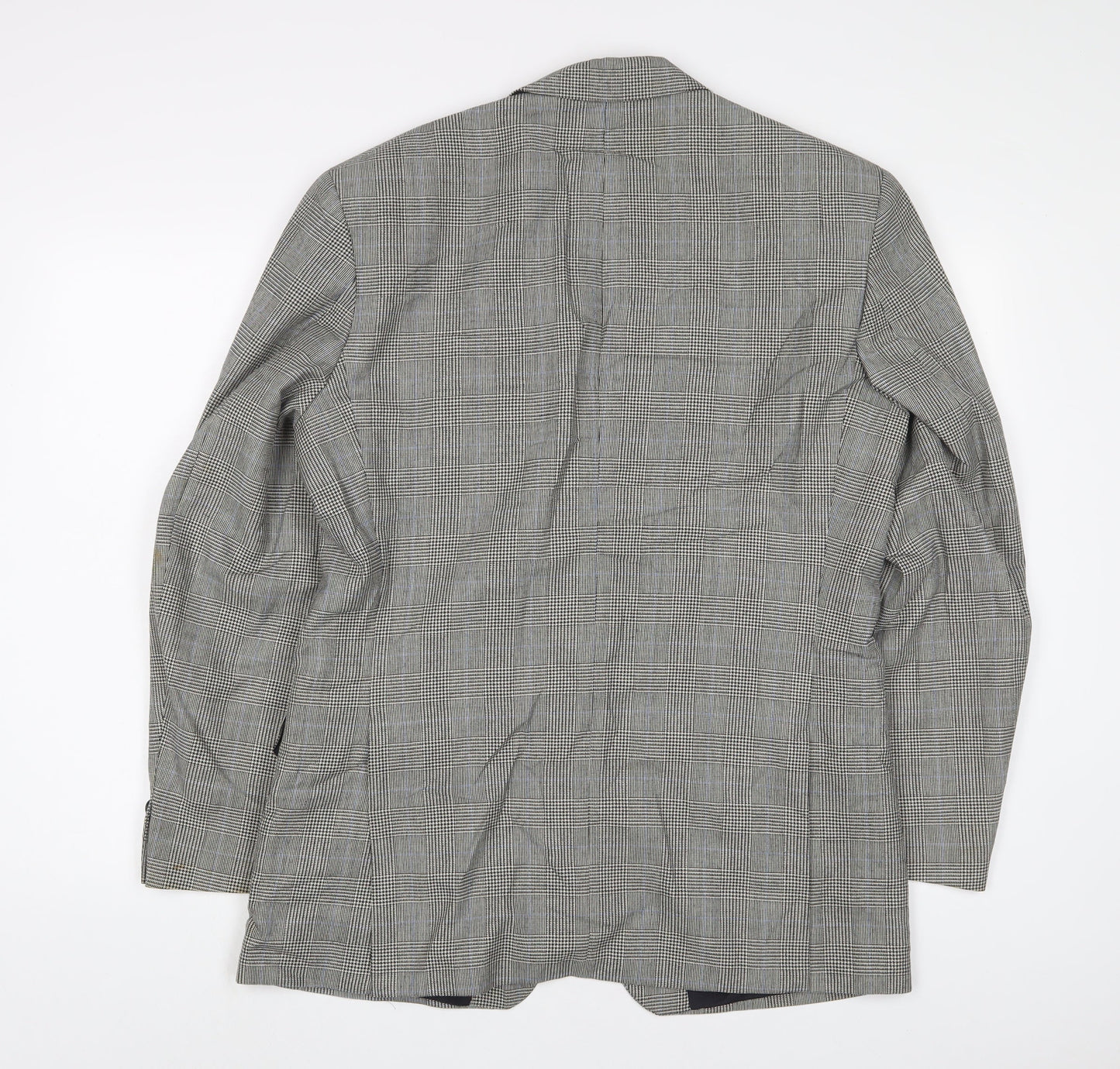 St Michael Mens Grey Plaid Wool Jacket Suit Jacket Size 40 Regular