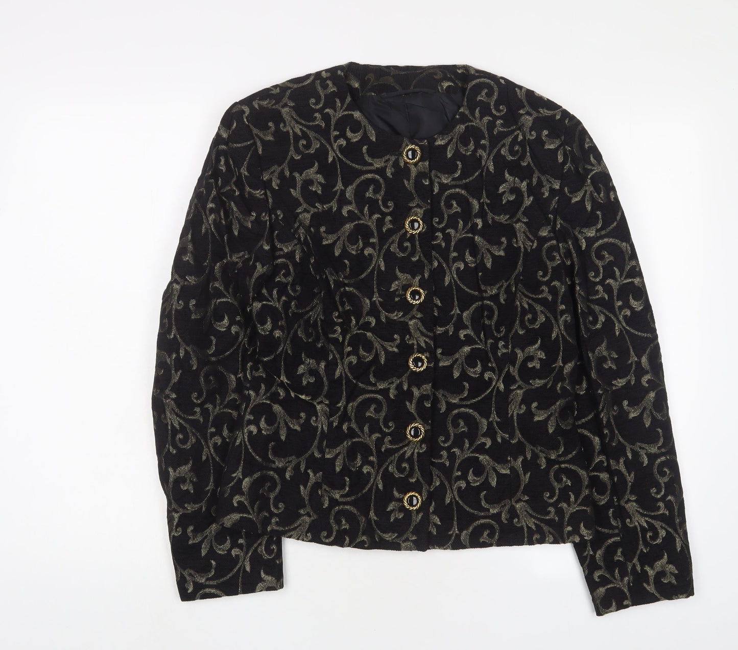 Country Casuals Womens Black Fair Isle Jacket Blazer Size 10 Button