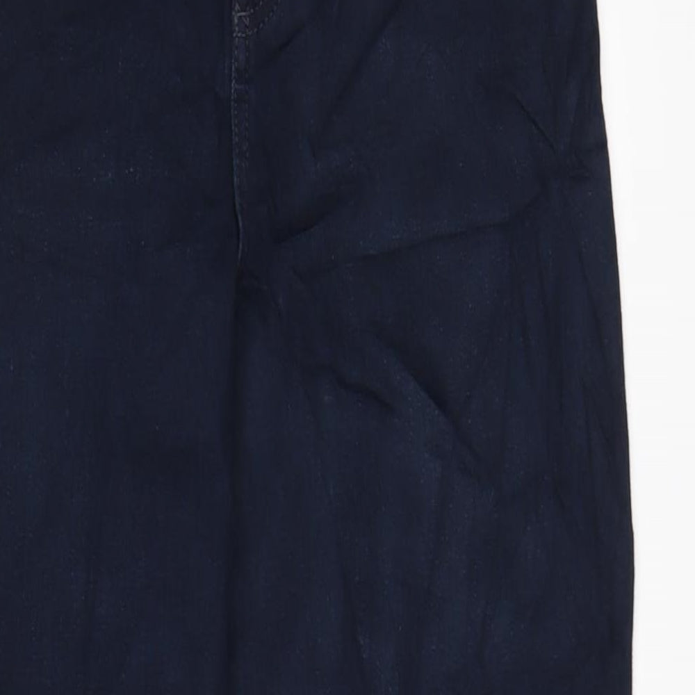 Marks and Spencer Womens Blue Cotton Blend Straight Jeans Size 6 L28.5 in Regular Zip