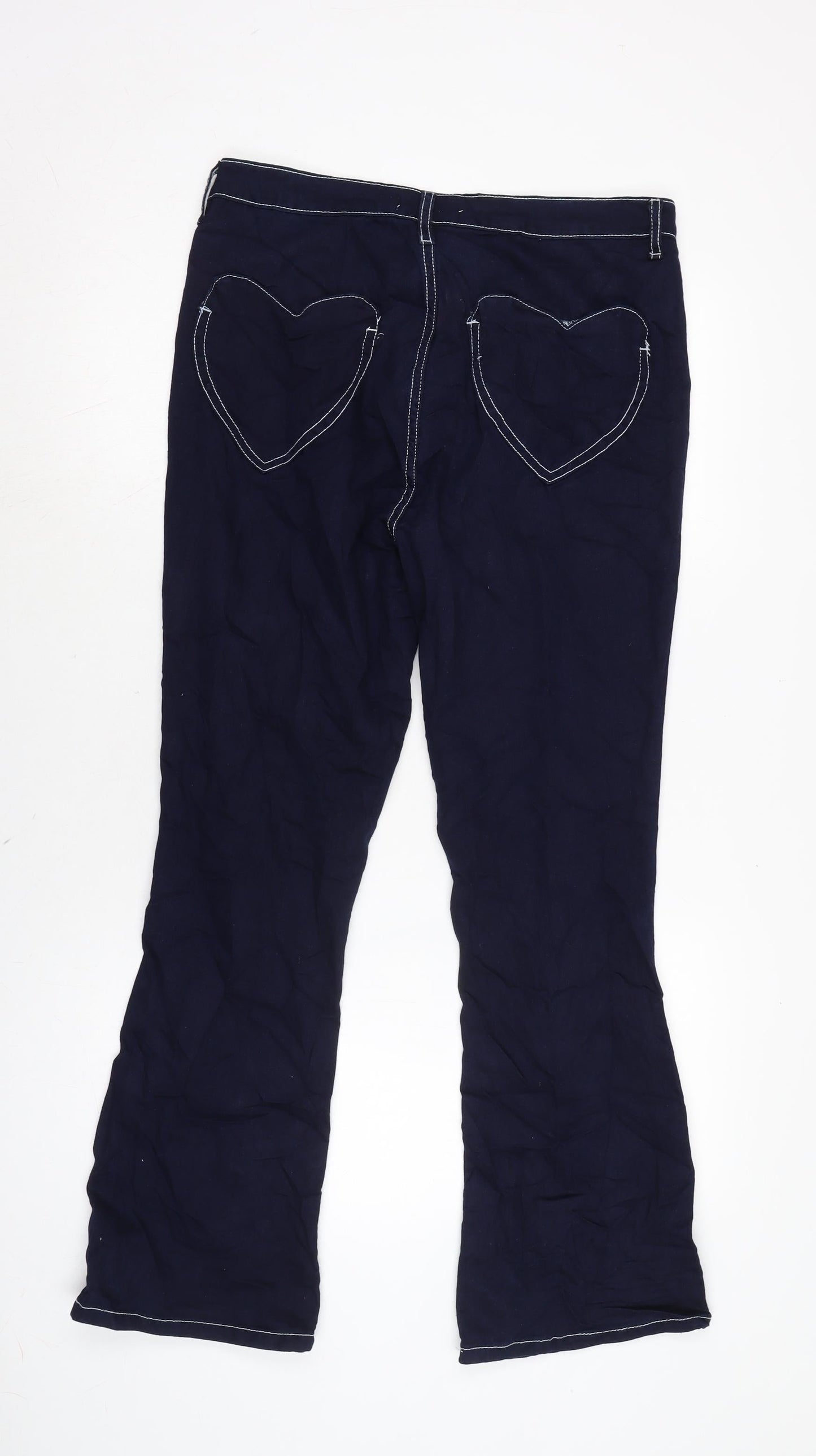 Dont thinkj twice Womens Blue Cotton Blend Flared Jeans Size 16 L28 in Regular Zip