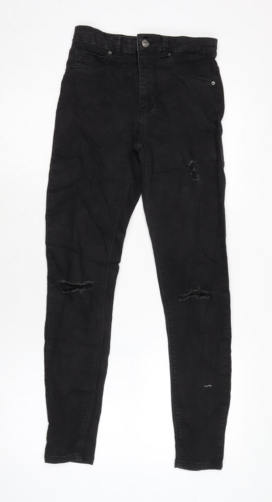 Berksha Womens Black Cotton Blend Tapered Jeans Size 8 L28 in Regular Zip