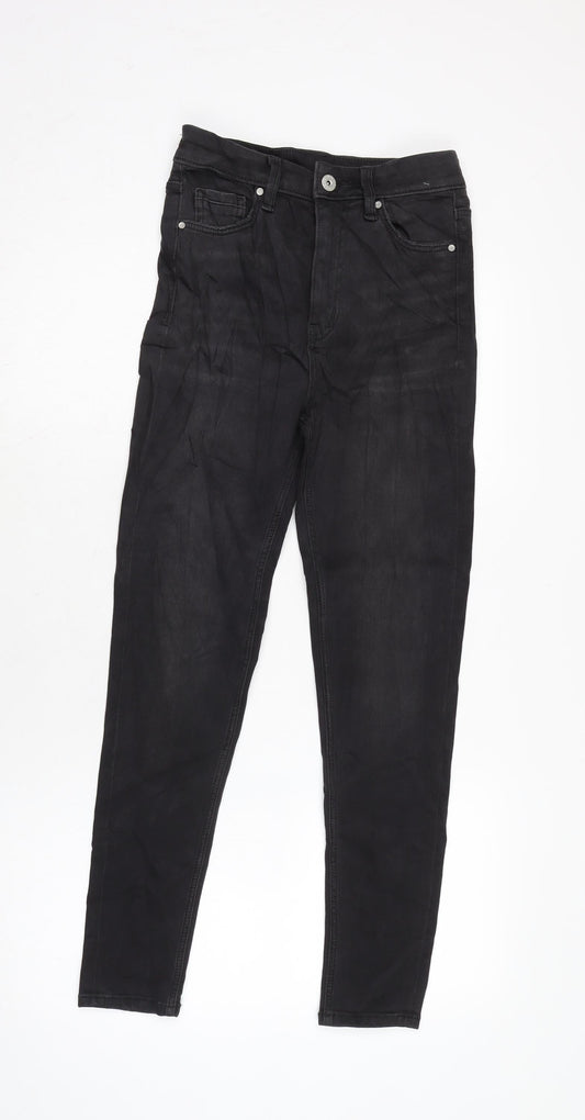 Marks and Spencer Womens Grey Cotton Blend Skinny Jeans Size 6 L25.5 in Regular Zip