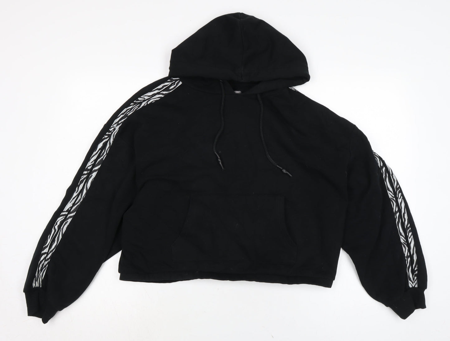Fluid Womens Black Cotton Pullover Hoodie Size 14