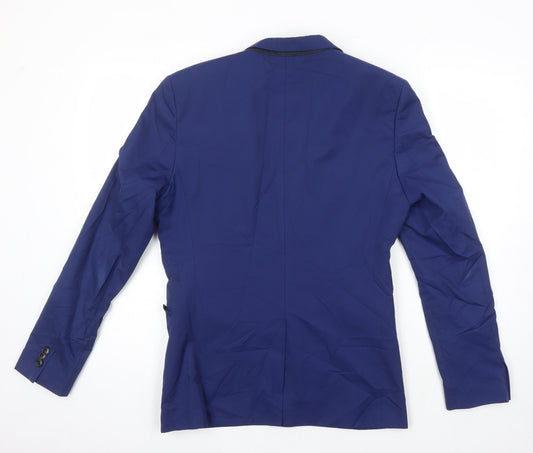 M&S Mens Blue Polyester Jacket Suit Jacket Size 38 Regular