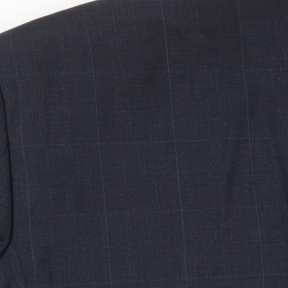 M&S Mens Black Check Wool Jacket Blazer Size 42 Regular