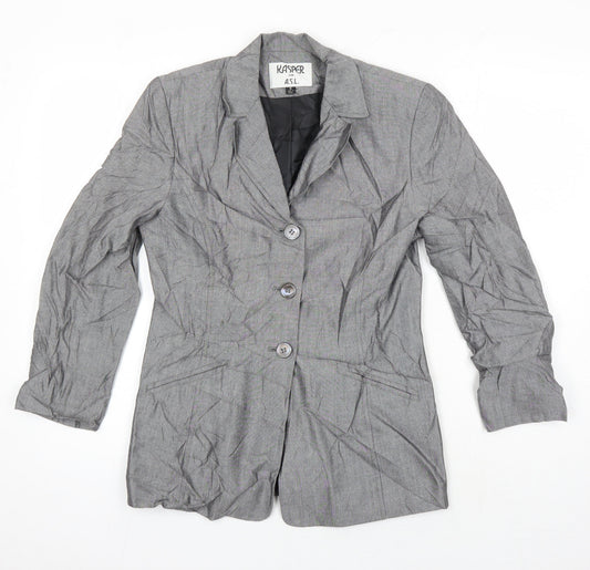 Kasper Womens Grey Jacket Blazer Size 6 Button