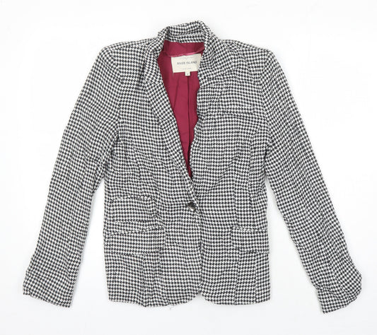 River Island Womens Multicoloured Check Jacket Blazer Size 8 Button