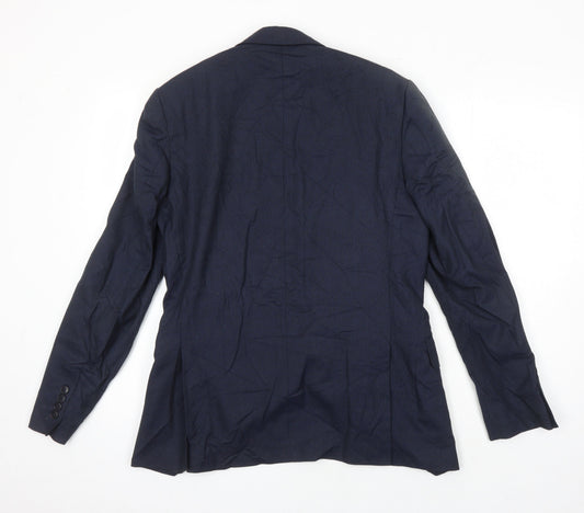 M&S Mens Blue Polyester Jacket Blazer Size 38 Regular