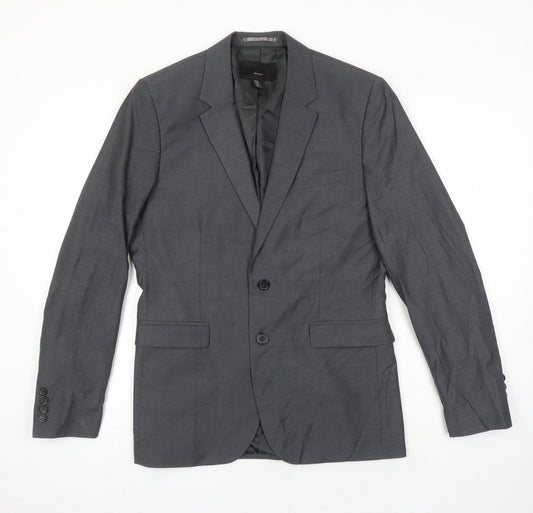 H&M Mens Grey Polyester Jacket Suit Jacket Size 38 Regular