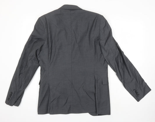 H&M Mens Grey Polyester Jacket Suit Jacket Size 38 Regular