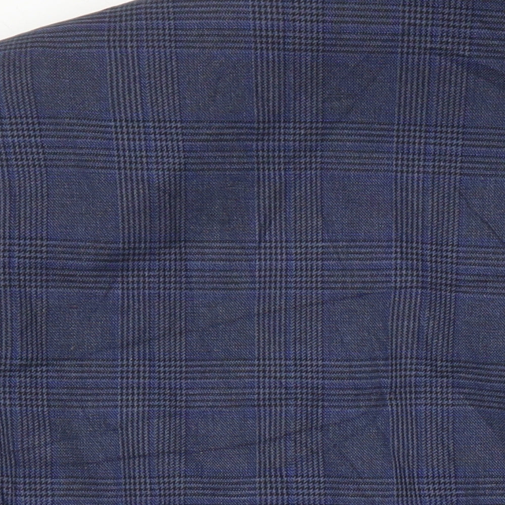 M&S Mens Blue Houndstooth Polyester Jacket Suit Jacket Size 44 Regular
