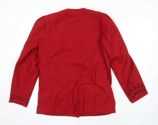 Dereta Womens Red Jacket Blazer Size 14