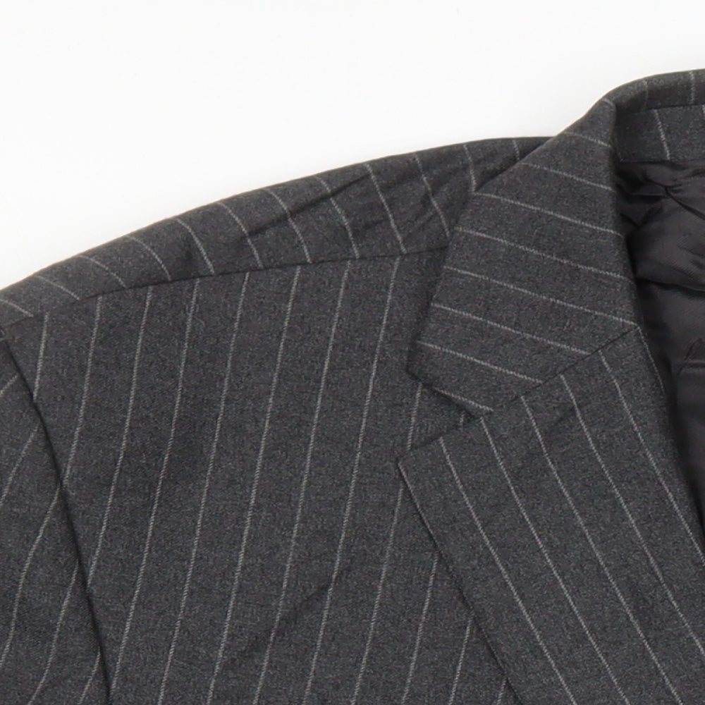 NEXT Mens Grey Striped Wool Jacket Suit Jacket Size 48 Regular