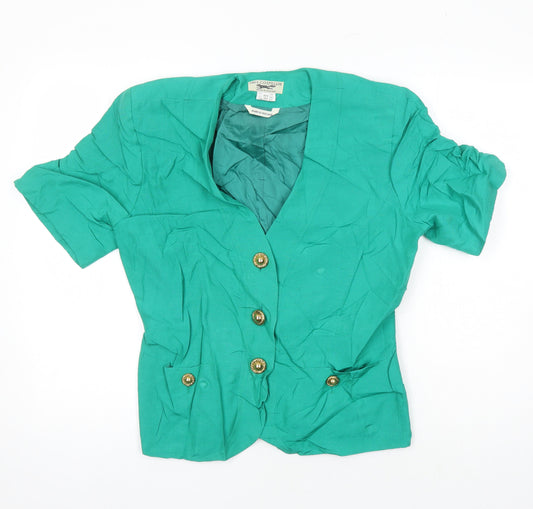 Paul Costelloe Womens Green Linen Tunic Blouse Size 12 V-Neck