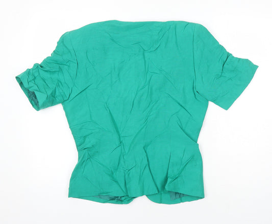 Paul Costelloe Womens Green Linen Tunic Blouse Size 12 V-Neck
